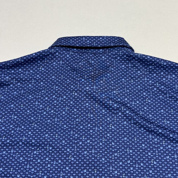 Peter Millar Summer Comfort Whisky Sour Cocktail Polo Golf Shirt Blue Men's Sz M - Picture 10 of 11
